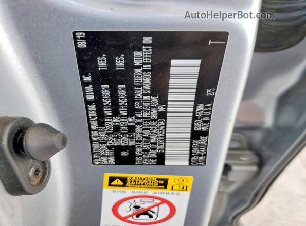 5TDZZRFH1KS347643 2019 TOYOTA HIGHLANDER Silver VIN sticker view