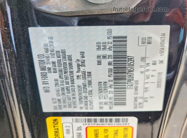 1FATP8UH7N5105397 2022 FORD MUSTANG Черный 
