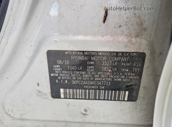 3KPC24A34KE047713 2019 HYUNDAI ACCENT Silver 