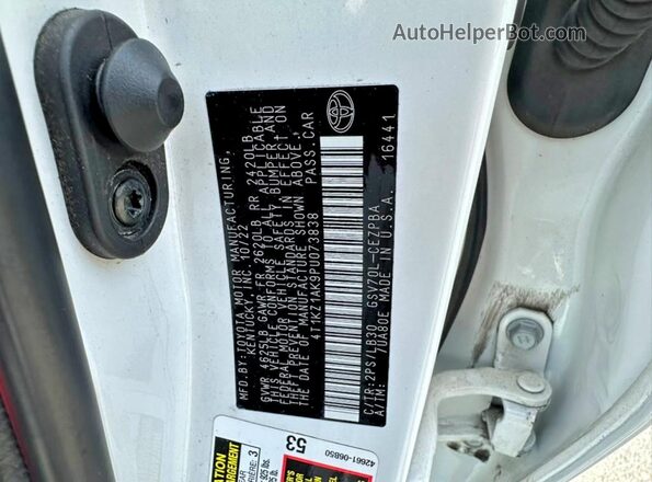 4T1KZ1AK9PU073838 2023 TOYOTA CAMRY White 