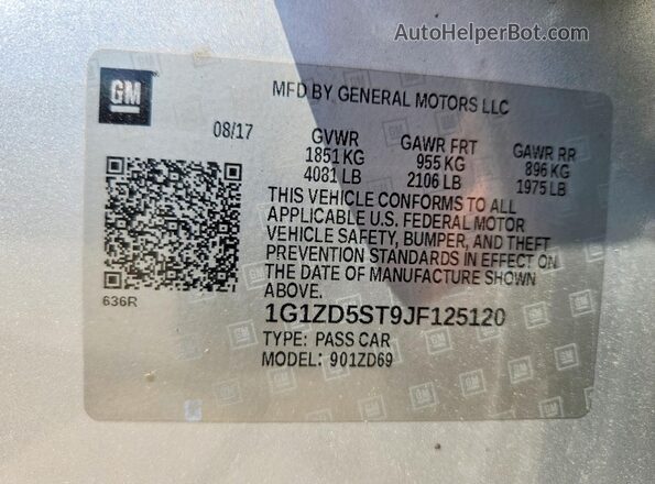 1G1ZD5ST9JF125120 2018 CHEVROLET MALIBU Серебряный 