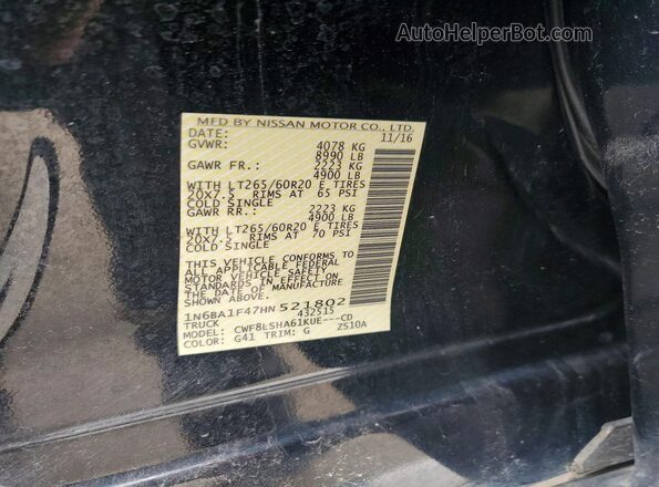 1N6BA1F47HN521802 2017 NISSAN TITAN Black VIN կոդի պիտակի տեսք