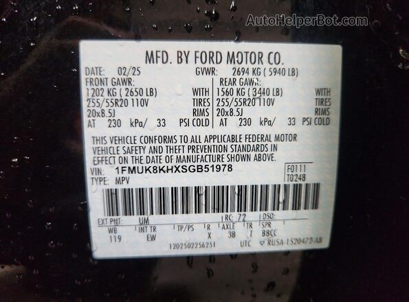 1FMUK8KHXSGB51978 2025 FORD EXPLORER Черный 