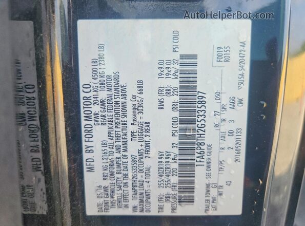 1FA6P8TH2G5335897 2016 FORD MUSTANG Black 