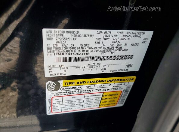 1FMJU1KTXJEA11481 2018 FORD EXPEDITION Black 