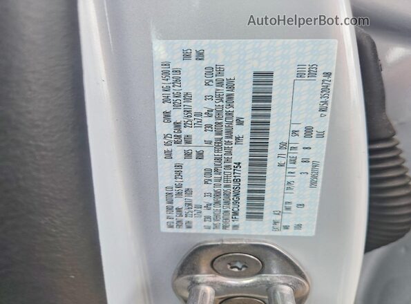 1FMCU9GN0SUB17754 2025 FORD ESCAPE Silver Widok naklejki z numerem VIN