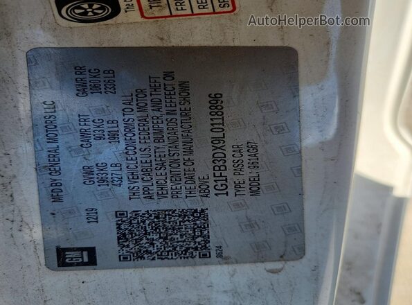 1G1FB3DX9L0118896 2020 CHEVROLET CAMARO White Vista de la etiqueta del VIN