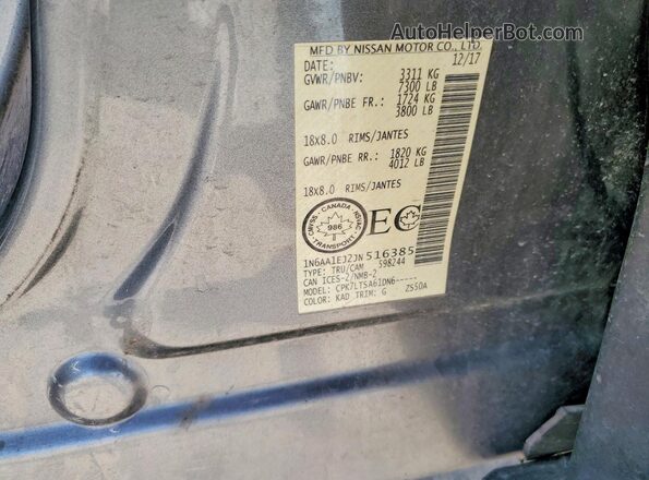 1N6AA1EJ2JN516385 2018 NISSAN TITAN Charcoal 