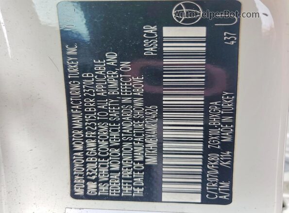 NMTKHMBX4MR124826 2021 TOYOTA C-HR White 