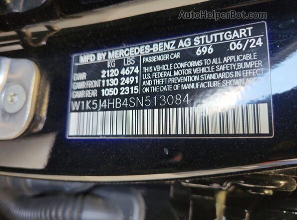 W1K5J4HB4SN513084 2025 MERCEDES-BENZ CLA-CLASS Черный Вид наклейки с VIN-кодом