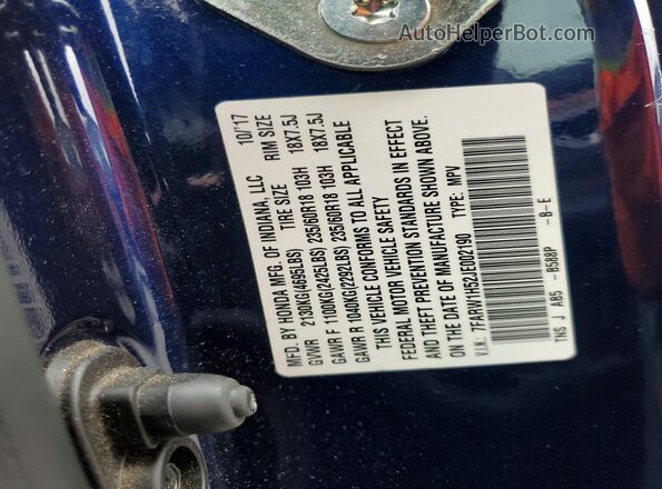7FARW1H52JE002190 2018 HONDA CR-V Blue 