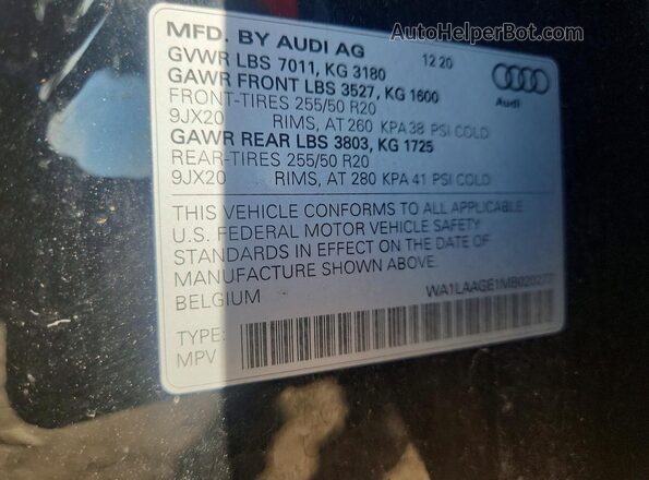WA1LAAGE1MB020277 2021 AUDI E-TRON Черный 