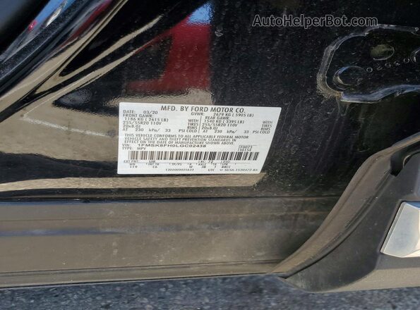 1FMSK8FH0LGC02438 2020 FORD EXPLORER Black Widok wnętrza 360 stopni