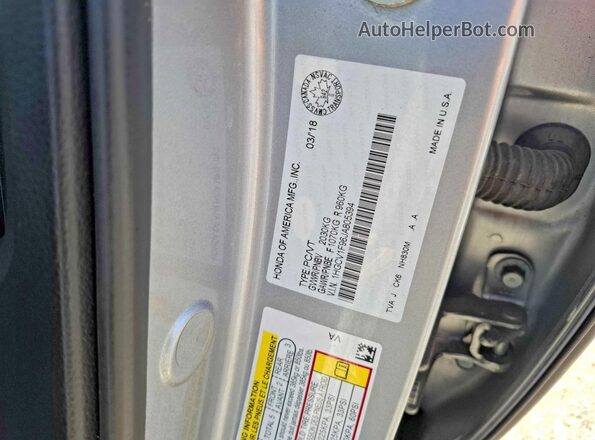 1HGCV1F96JA805394 2018 HONDA ACCORD Gray Vista interior trasera