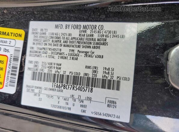 1FA6P8CF7R5405718 2024 FORD MUSTANG Black 
