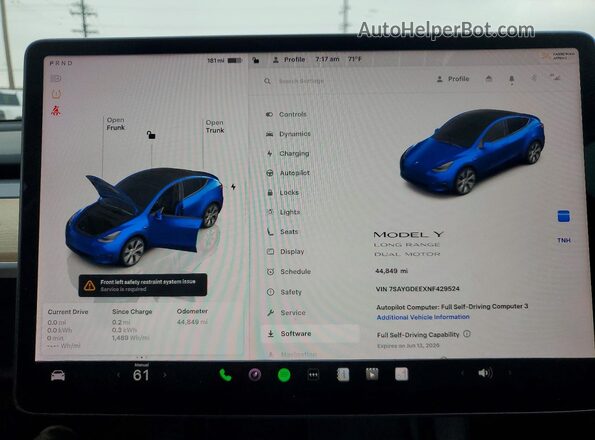 7SAYGDEEXNF429524 2022 TESLA MODEL Blue 
