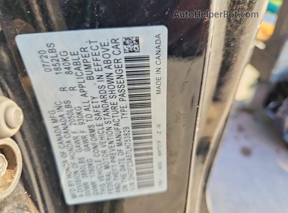 2HGFC3A57LH753829 2020 HONDA CIVIC Black Widok naklejki z numerem VIN