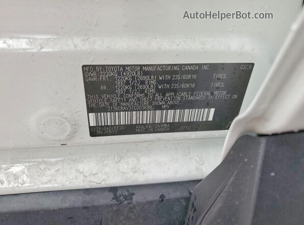 2T36CRAV3TC003699 2026 TOYOTA RAV4 White 