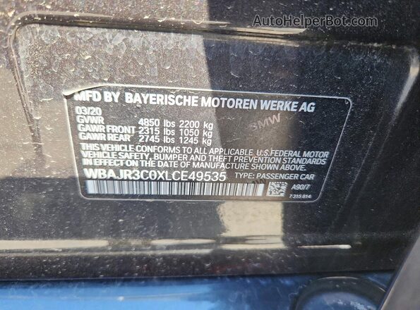 WBAJR3C0XLCE49535 2020 BMW 5 SERIES Black Вид наклейки з VIN-кодом