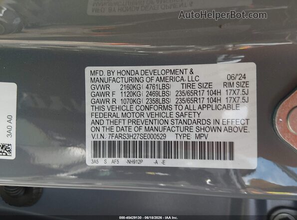 7FARS3H27SE000529 2025 HONDA CR-V Light Blue Widok komory silnika