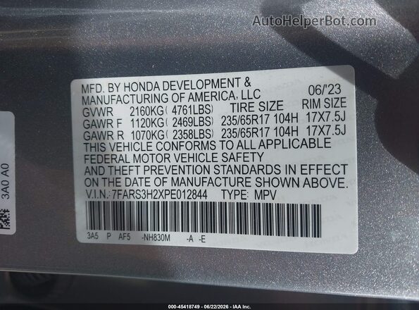 7FARS3H2XPE012844 2023 HONDA CR-V Silver Engine compartment view