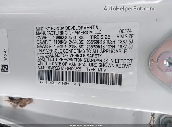 7FARS3H75SE000895 2025 HONDA CR-V White Engine compartment view