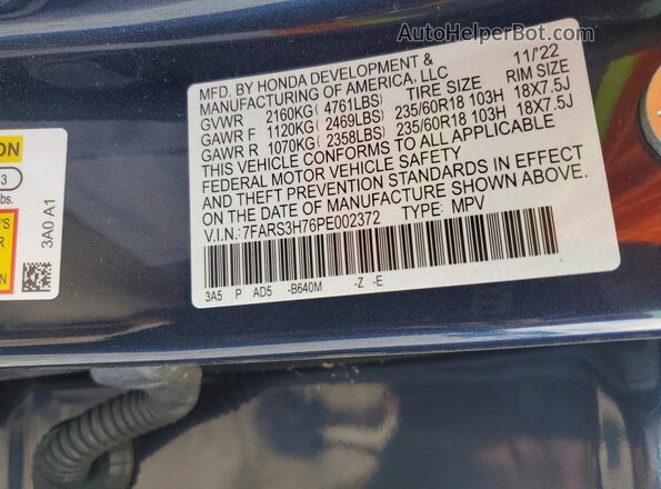 7FARS3H76PE002372 2023 HONDA CR-V Blue 