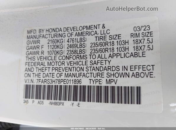 7FARS3H78PE011896 2023 HONDA CR-V White Engine compartment view