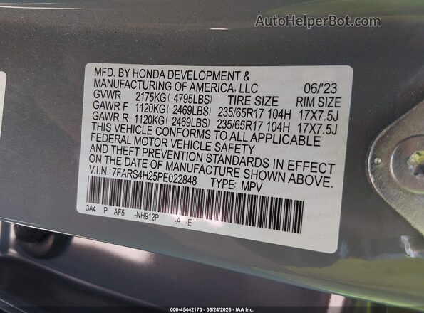7FARS4H25PE022848 2023 HONDA CR-V Gray Vista del compartimento del motor