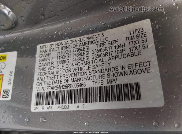 7FARS4H26RE006466 2024 HONDA CR-V Silver ძრავის განყოფილების ხედი