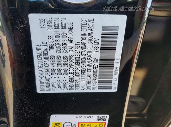 7FARS4H43PE011283 2023 HONDA CR-V Black Вид наклейки з VIN-кодом