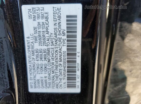 7FARS4H43SE001510 2025 HONDA CR-V Black Vista interior de 360 grados
