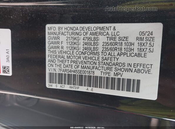 7FARS4H45SE001878 2025 HONDA CR-V Black Engine compartment view