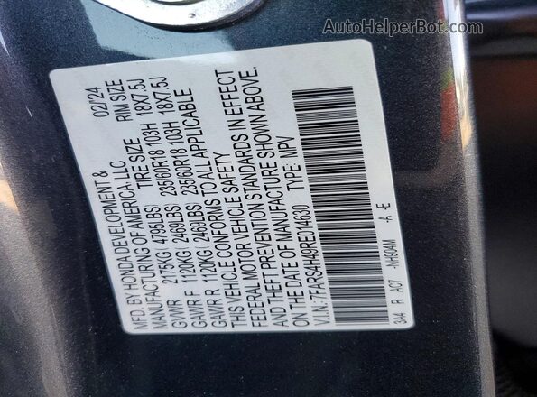7FARS4H49RE014630 2024 HONDA CR-V Charcoal VIN კოდის სტიკერის ხედი