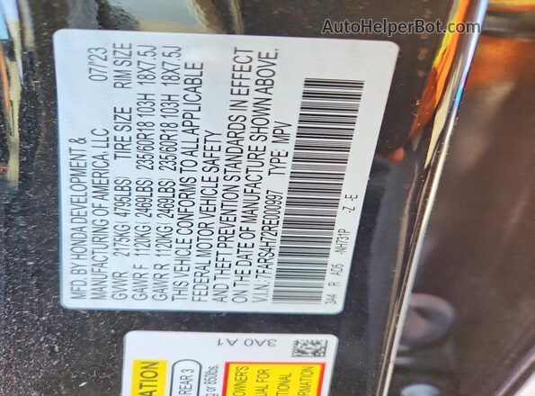 7FARS4H72RE000997 2024 HONDA CR-V Black Vista de la etiqueta del VIN