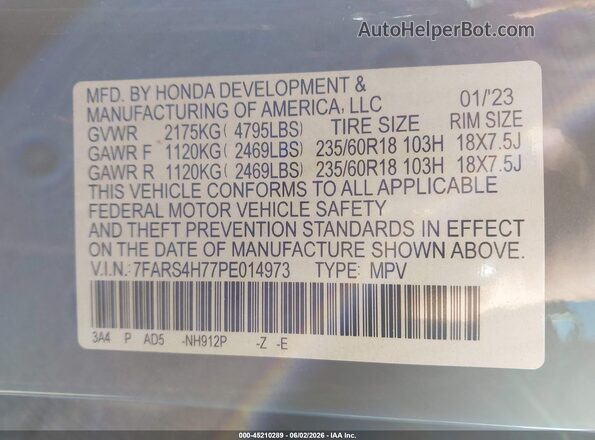 7FARS4H77PE014973 2023 HONDA CR-V Gray Vista del compartimento del motor