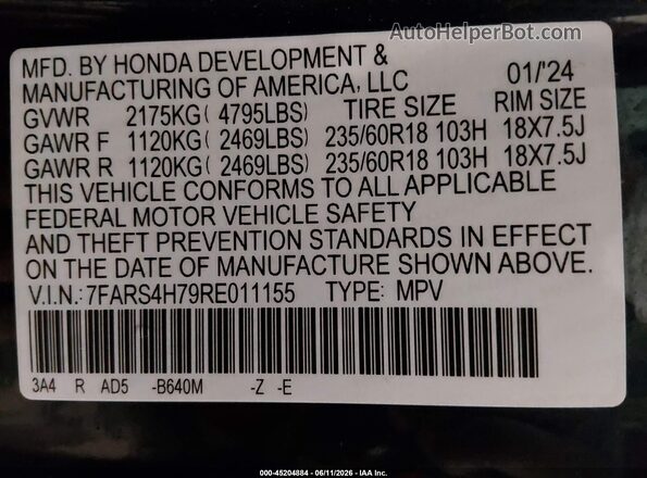 7FARS4H79RE011155 2024 HONDA CR-V Blue ძრავის განყოფილების ხედი