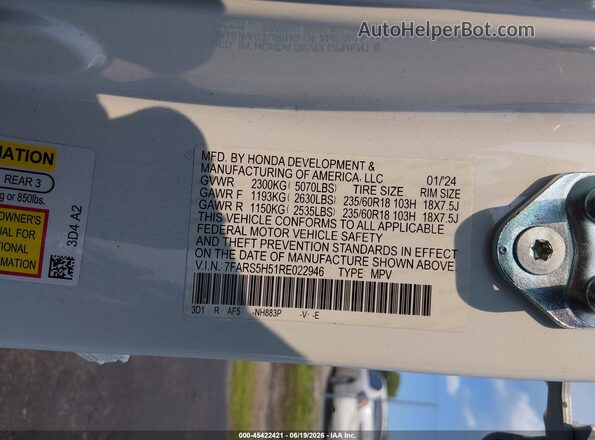 7FARS5H51RE022946 2024 HONDA CR-V Белый Вид подкапотного пространства