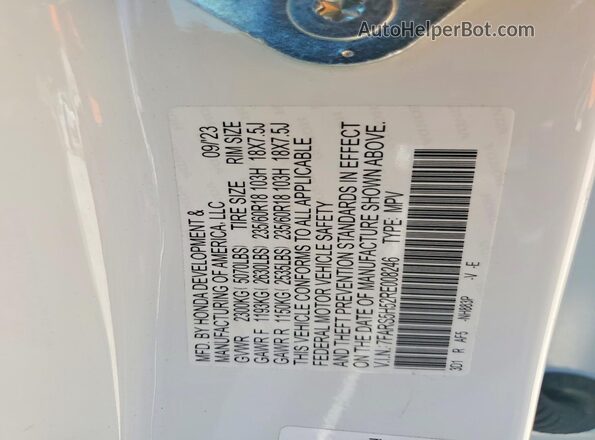 7FARS5H52RE008246 2024 HONDA CR-V White Вид наклейки з VIN-кодом