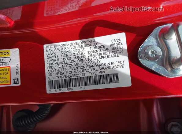 7FARS5H54RE026148 2024 HONDA CR-V Red Вид підкапотного простору