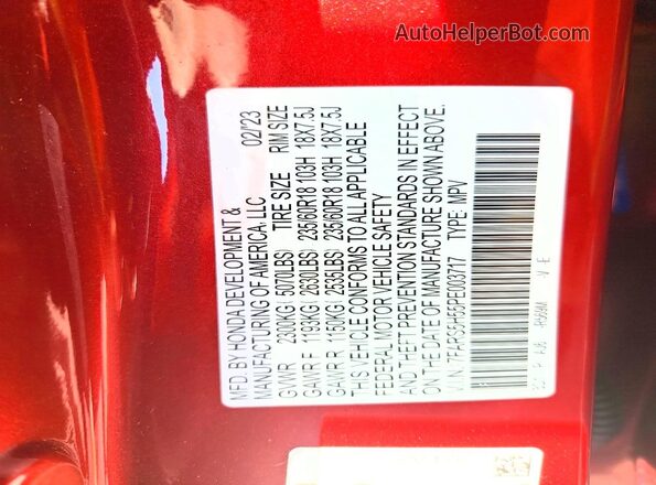 7FARS5H55PE003717 2023 HONDA CR-V Red 