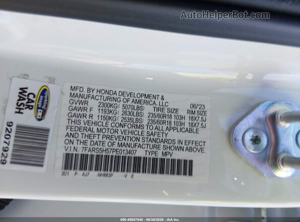 7FARS5H57PE013407 2023 HONDA CR-V Белый Вид подкапотного пространства