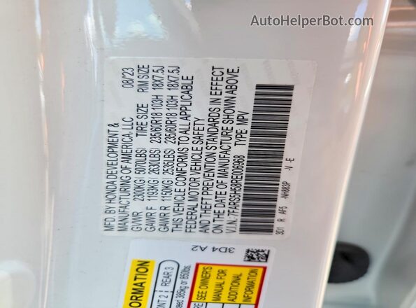 7FARS5H58RE006968 2024 HONDA CR-V Белый Вид наклейки с VIN-кодом