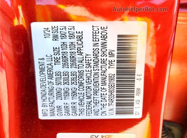 7FARS5H80SE019052 2025 HONDA CR-V Red 