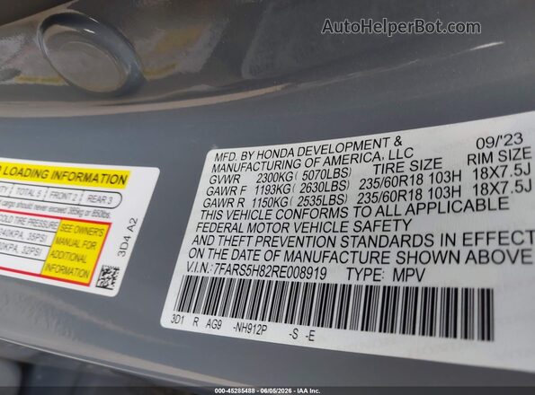 7FARS5H82RE008919 2024 HONDA CR-V Gray ძრავის განყოფილების ხედი