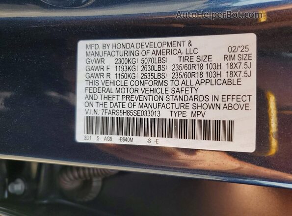 7FARS5H85SE033013 2025 HONDA CR-V Blue 