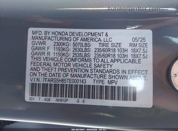 7FARS5H85TE000143 2026 HONDA CR-V HYBRID Gray 