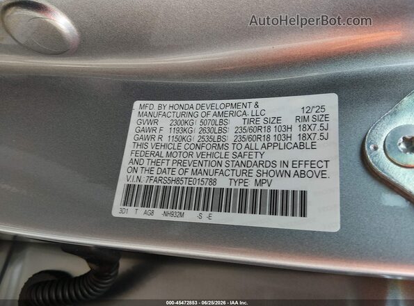 7FARS5H85TE015788 2026 HONDA CR-V Серебряный Вид подкапотного пространства