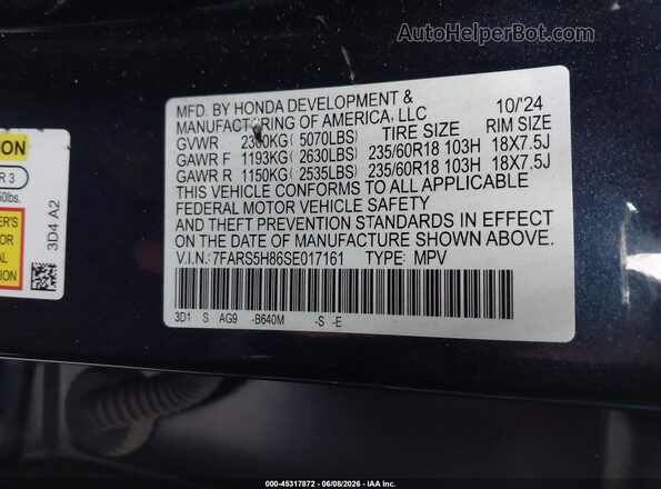 7FARS5H86SE017161 2025 HONDA CR-V Purple Շարժիչի բաժամունքի տեսք