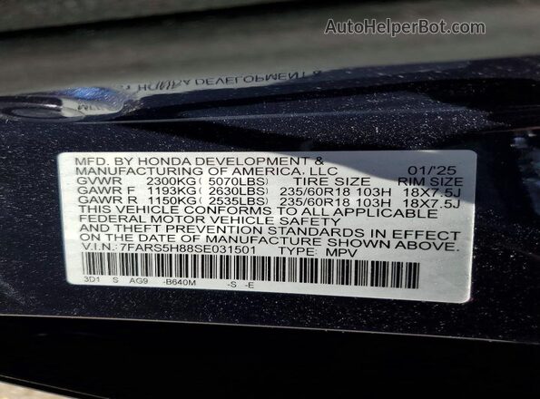 7FARS5H88SE031501 2025 HONDA CR-V Blue 